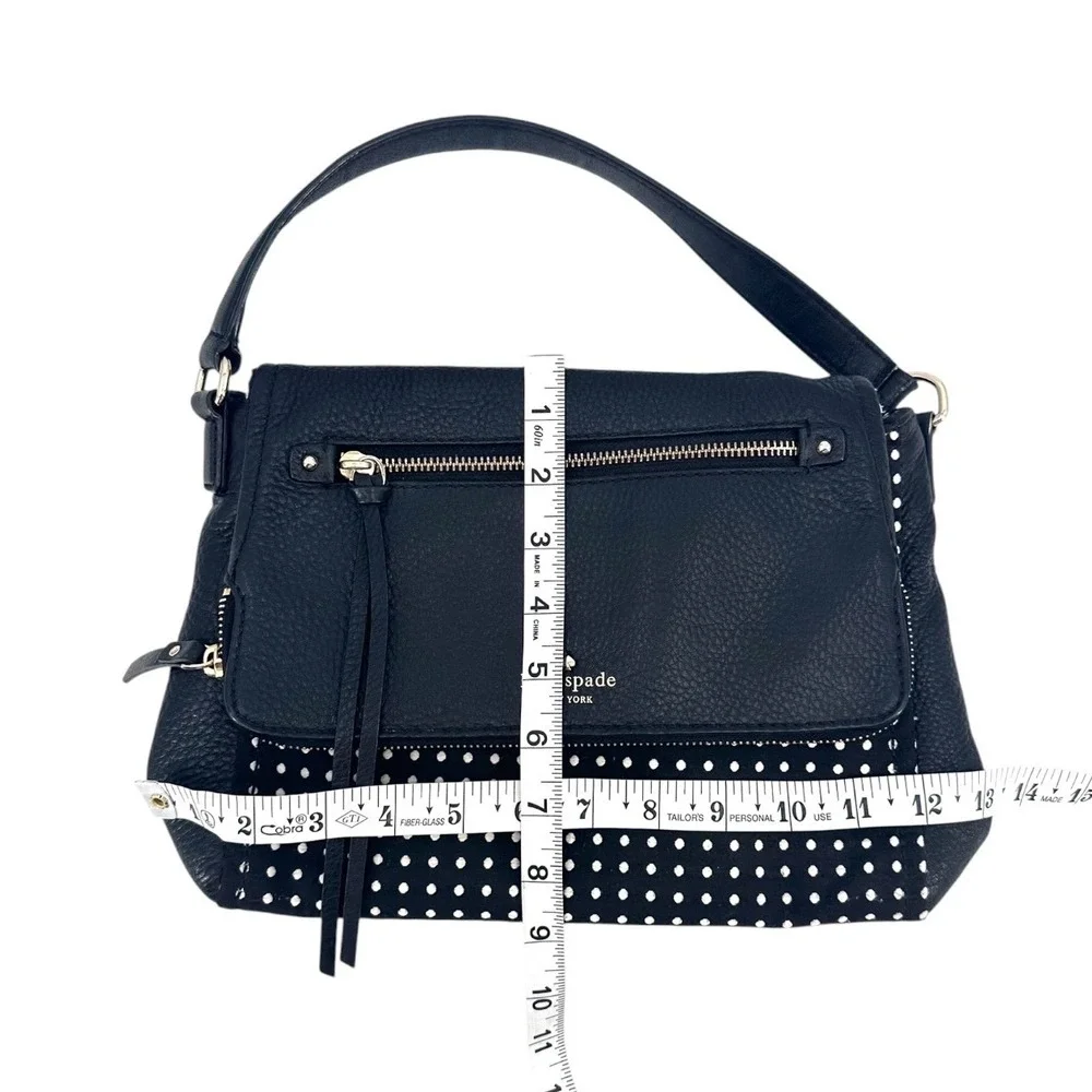 Kate Spade Cobble Hill Little Minka Shoulder Bag Black Leather White Polka Dot